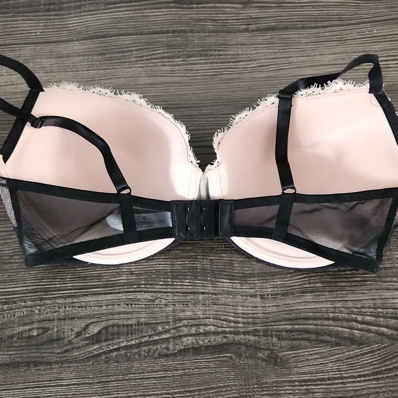 Adore Me Emanuelly Lace Pushup Bra - Black and Pink - Picture 2 of 5